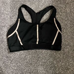 Champion Black Racerback Sports Bra with Cream Contrast Piping